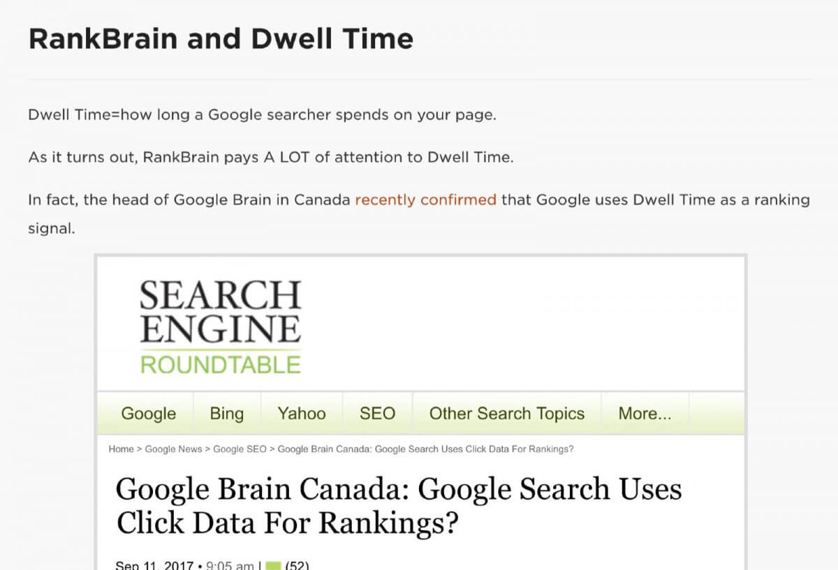 RankBrain and Dwell Time
